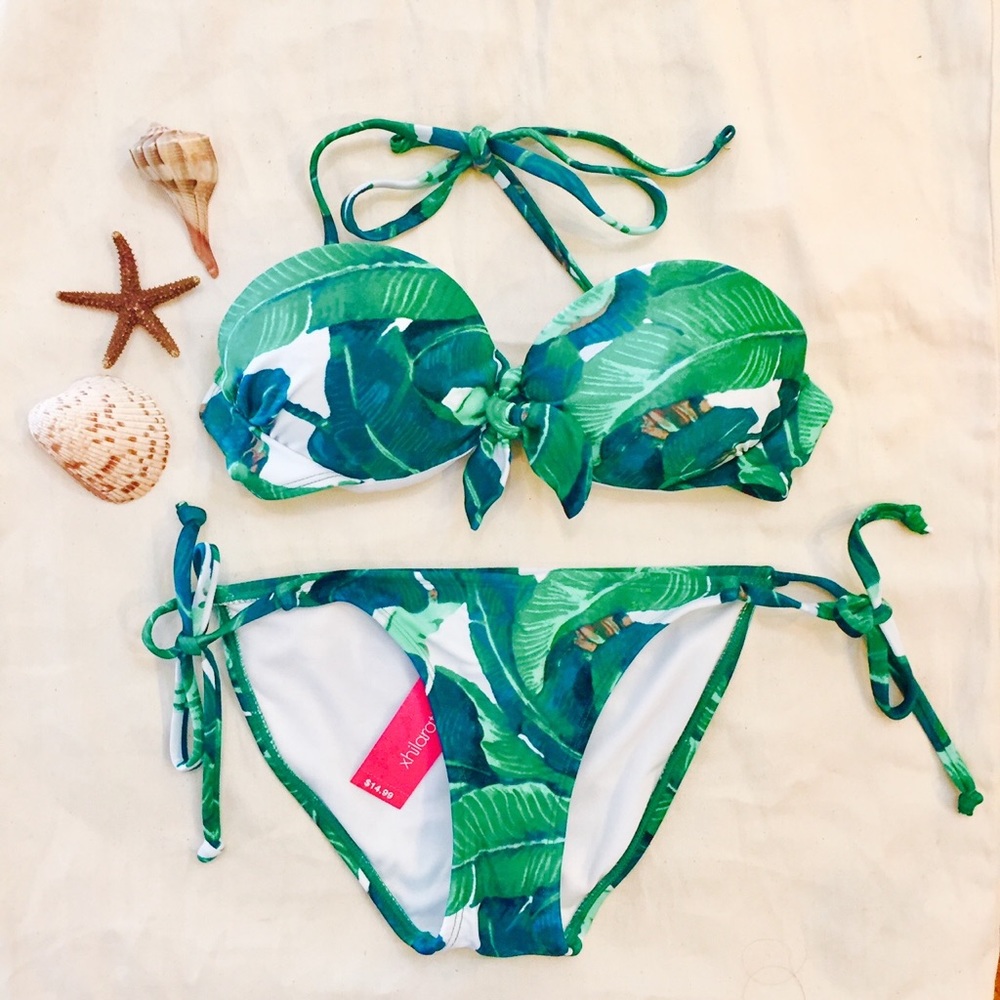 NWT XHIL TROPICAL PRINT PUSH UP BIKINI